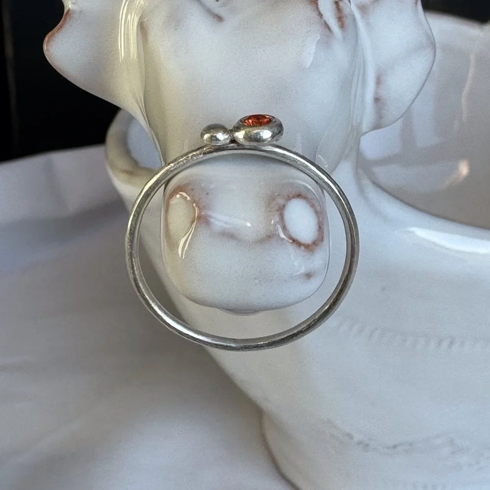 Stacking Orange Sapphire Pebble Ring SS-NWOT